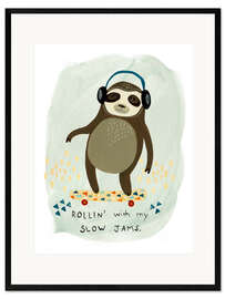 Ingelijste kunstdruk Hipster sloth II