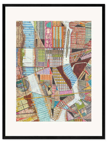 Impression artistique encadrée Carte moderne de New York II