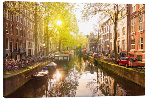 Leinwandbild Sonnenaufgang in den Amsterdamer Grachten