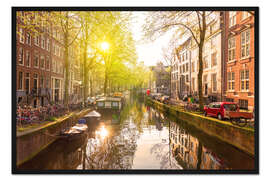 Gerahmter Kunstdruck Sonnenaufgang in den Amsterdamer Grachten