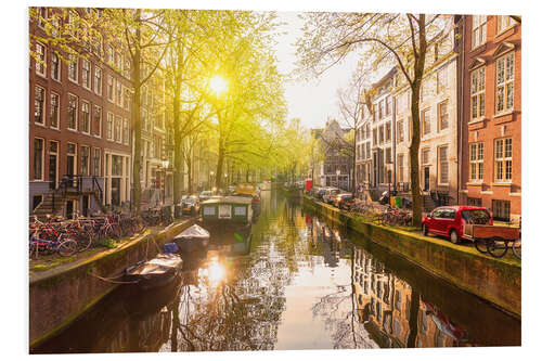 Foam board print Sunrise in the Amsterdam canals