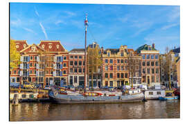 Aluminium print Amsterdam canal with boats