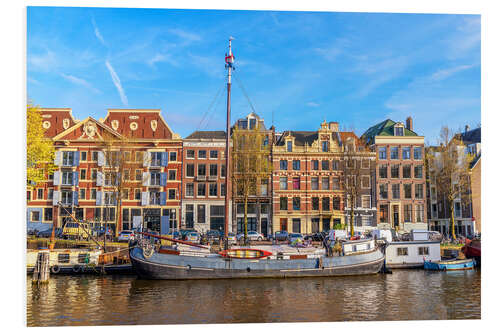 Hartschaumbild Amsterdamer Kanal mit Booten