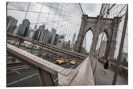 Tableau en aluminium Pont de Brooklyn avec des taxis jaunes