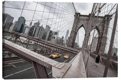 Leinwandbild Brooklyn Bridge mit gelben Taxis