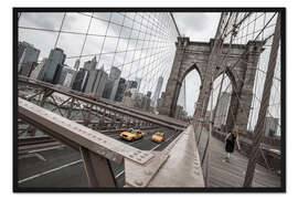 Gerahmter Kunstdruck Brooklyn Bridge mit gelben Taxis