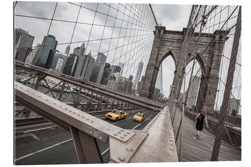 Gallery print Brooklyn Bridge with yellow taxis