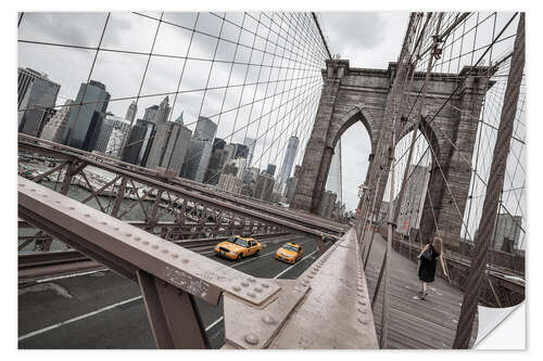 Wall sticker Brooklyn Bridge with yellow taxis