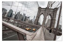 Wall sticker Brooklyn Bridge with yellow taxis