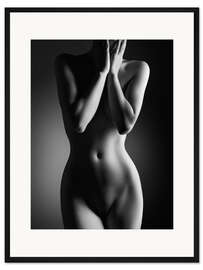 Gerahmter Kunstdruck Stehender weiblicher Akt