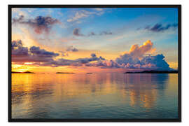 Gerahmter Kunstdruck Sonnenaufgangs im tropischem Meer