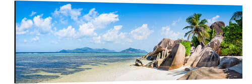 Aluminium print Beach of La Digue, Seychelles