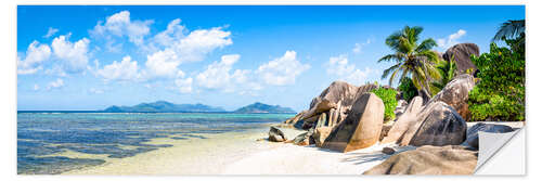 Selvklæbende plakat Beach of La Digue, Seychelles