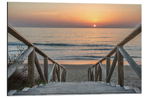 Aluminiumsbilde Sunset at the beach