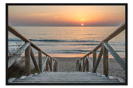 Gerahmter Kunstdruck Sonnenuntergang am Strand