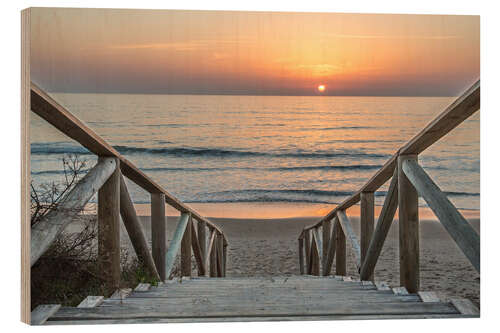 Wood print Sunset at the beach