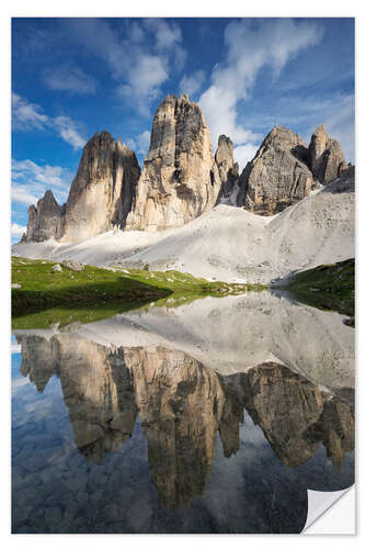 Selvklebende plakat The Three Peaks in the Dolomites