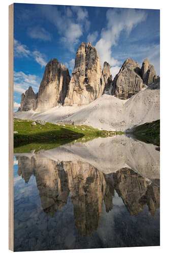 Tableau en bois Tre Cime di Lavaredo, Dolomites