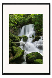 Gerahmter Kunstdruck Wasserfall am Felshang, Frankreich