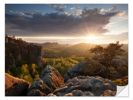 Wandsticker Sonnenuntergang im Elbsandsteingebirge