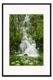 Gerahmter Kunstdruck Wasserfall im Wald, Frankreich