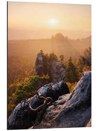 Aluminium print Evening in the Elbe Sandstone Mountains