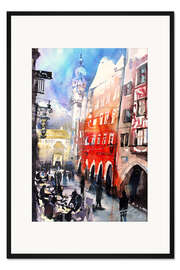Gerahmter Kunstdruck Blick zum Stadtturm in Innsbruck