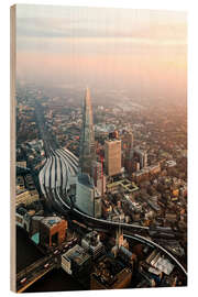 Wood print The Shard at sunset from the top, London, UK