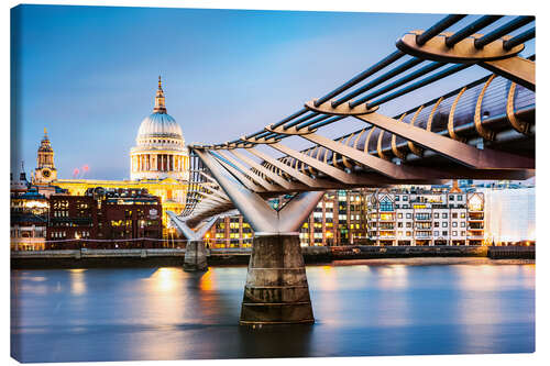 Tableau sur toile Millenium Bridge et cathédrale Saint-Paul de Londres