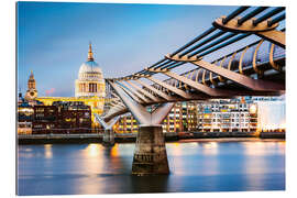 Gallery print Millenium bridge and St Paul&#039;s at night, London