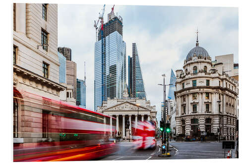 Hartschaumbild Doppeldeckerbusse in London, UK