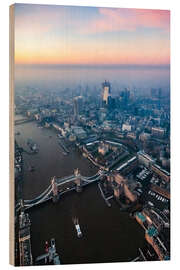 Wood print Tower Bridge in London at sunset