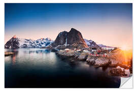 Selvklebende plakat Fiskevær i Lofoten