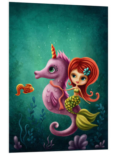 Foam board print Mermaid with a seahorse