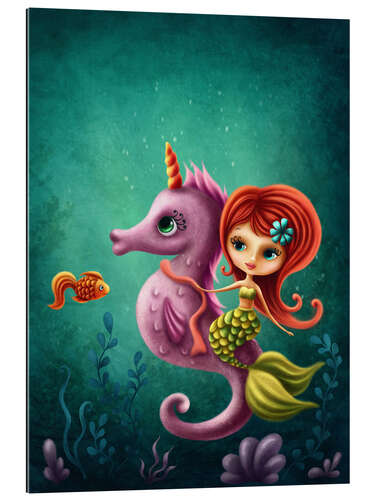 Gallery print Mermaid with a seahorse