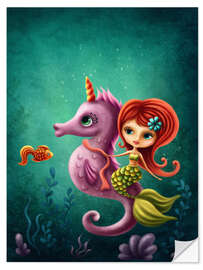 Selvklæbende plakat Mermaid with a seahorse