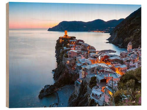 Quadro de madeira Aldeia de pescadores na Riviera, Itália