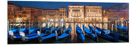 Foam board print Gondolas at night, Venice