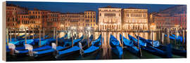 Obraz na drewnie Gondolas at night, Venice