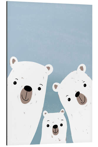 Aluminium print Polar bears family