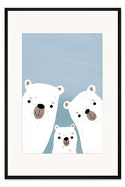 Gerahmter Kunstdruck Eisbären Familie
