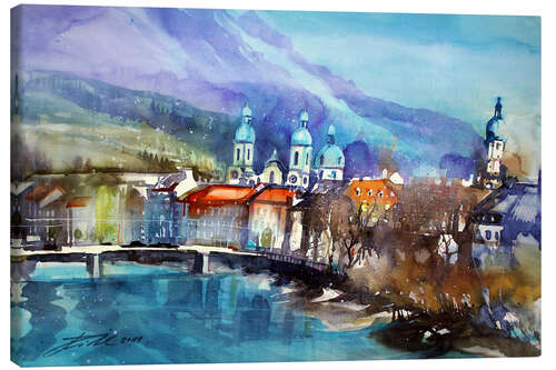 Canvas print View to the Inn Bridge and Innsbruck Cathedral