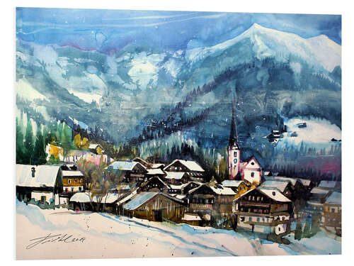 Foam board print Alpbach in winter, Tyrol