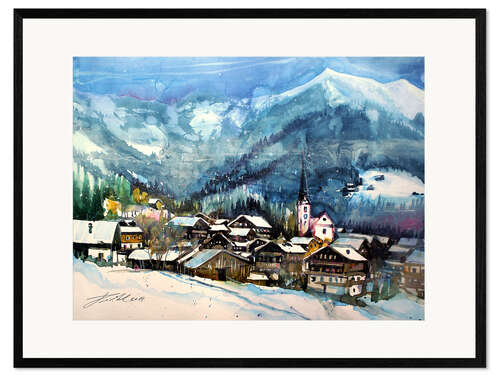 Ingelijste kunstdruk Alpbach in winter, Tyrol