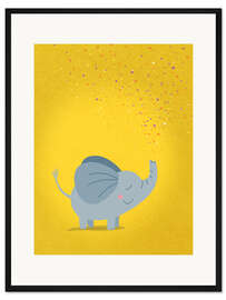 Gerahmter Kunstdruck Elefant mit Sternenstaub