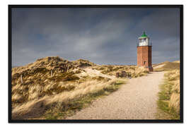 Gerahmter Kunstdruck Leuchtturm am Roten Kliff, Sylt