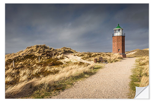 Självhäftande poster Lighthouse on the Red Cliff, Sylt