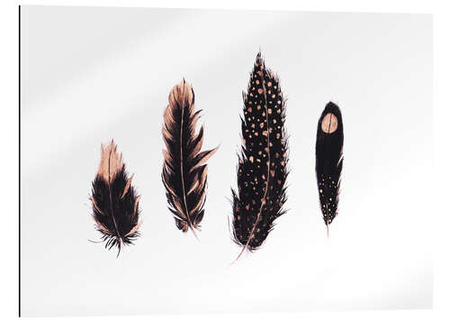 Gallery print Ink and rose gold feathers