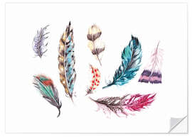 Naklejka na ścianę Rainbow feathers