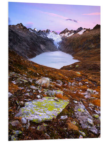 Foam board print Grimsel Oberaar valley before sunrise, Switzerland